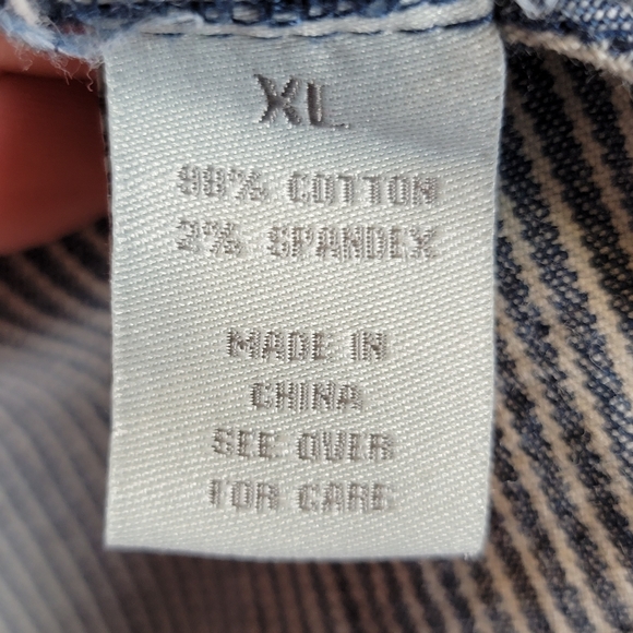 Per Se Pinstripe Distressed Cotton Blazer With Contrasting Cuff Print, EUC, szXL - Picture 9 of 10